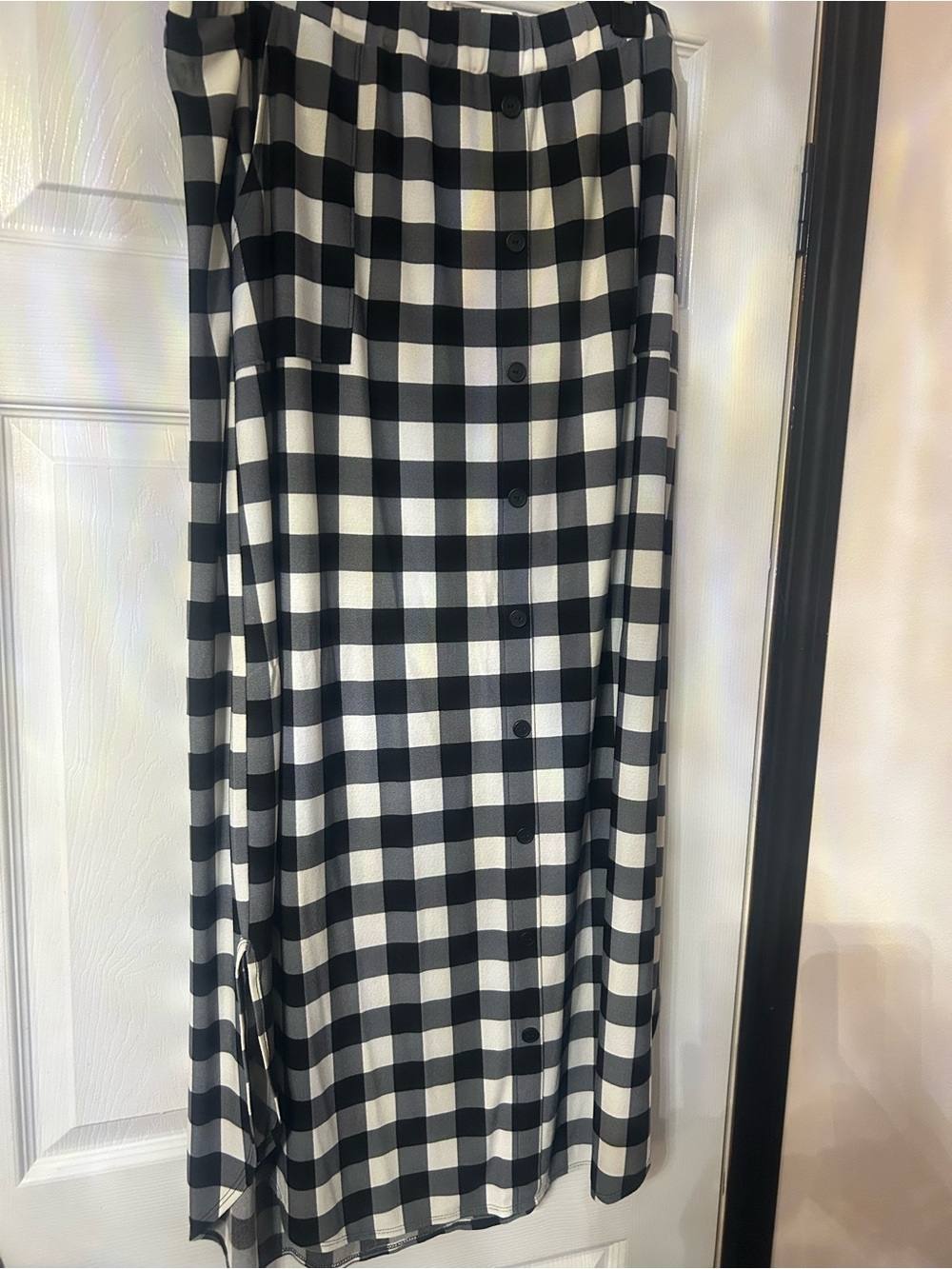 Black & White Gingham Button-Front Women's Skirt